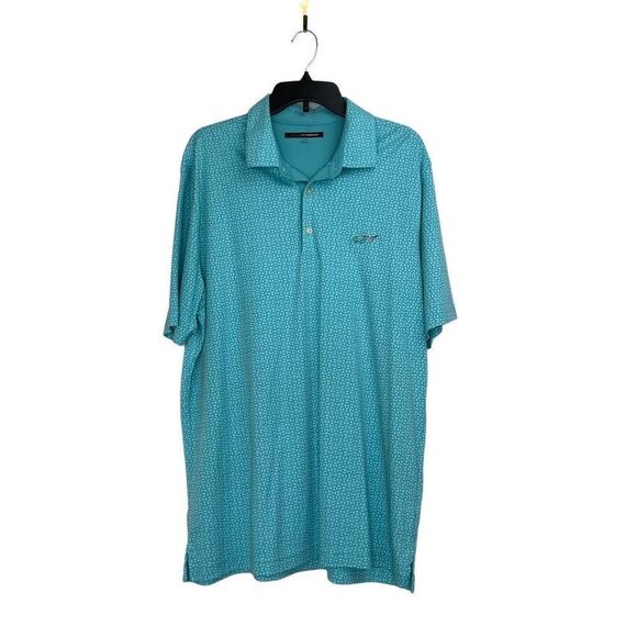 Greg Norman Light Blue Geometric Loose-Fit Short-Sleeve Polo Shirt Size XL - Picture 1 of 12